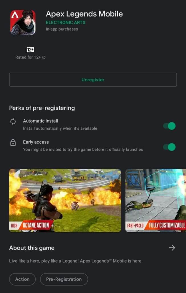 Apex Legends Playstore Early Access