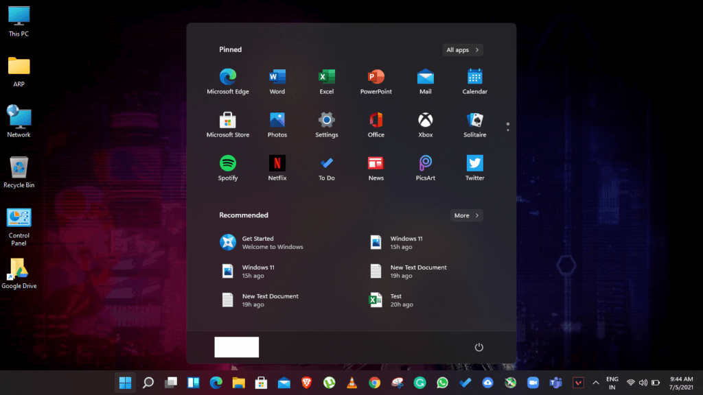 Windows 11 Home Screen Windows 11 Home Screen