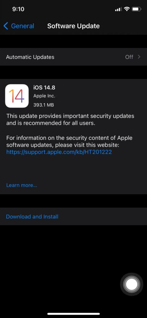 iPhone XS update