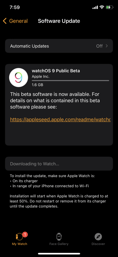 Apple Watch OS Public Beta Installation 